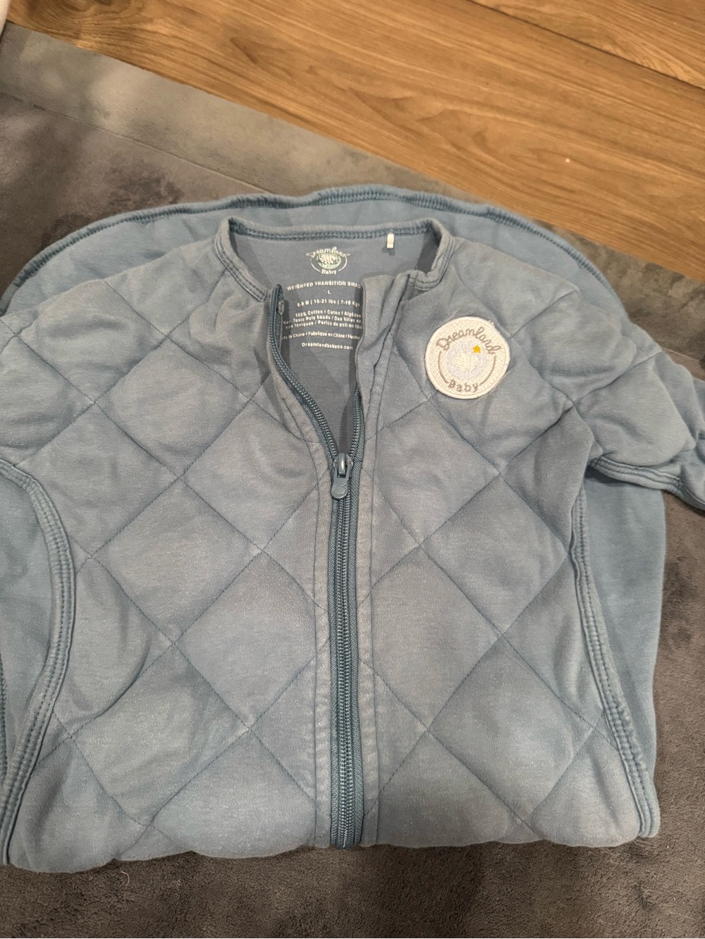 Quilted Light Blue Zip Sleep Sack for Babies